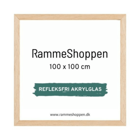 Massiv Egetræsramme, refleksfri - 100 x 100 cm - Type 851 Front